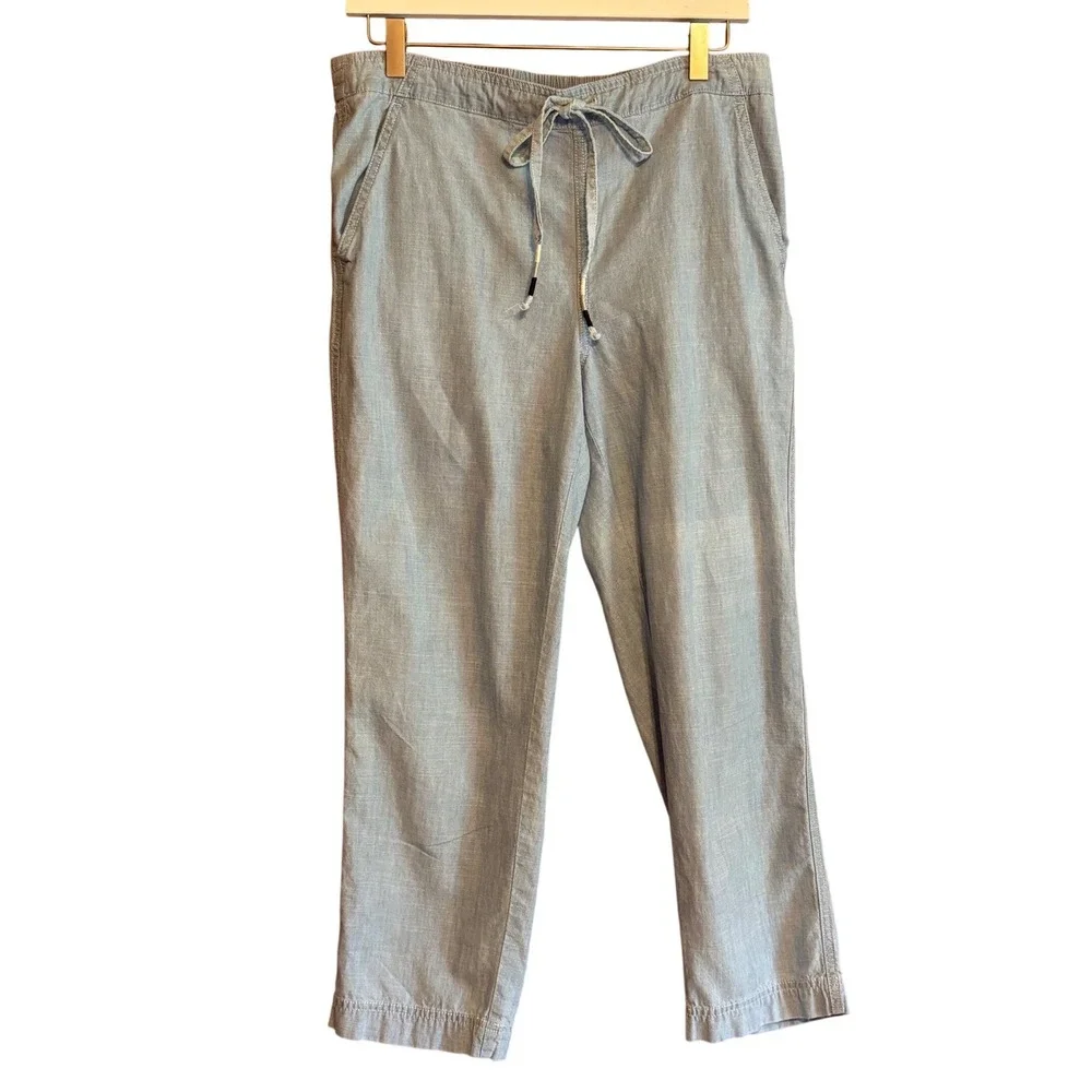J.Crew Tie Waist Seaside Pants Size M Coastal Preppy Nautical Vacation Travel